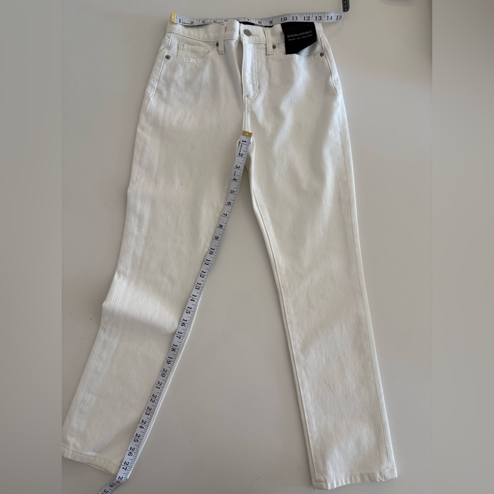 NWT Banana Republic Women's High Rise Slim White Jeans - Picture 5 of 8